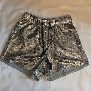 Breeze Over Silver Sequin Women's Shorts Medium